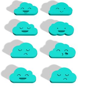 POLYMER CLAY CUTTERS KAWAII CLOUDS X9 DESIGNS