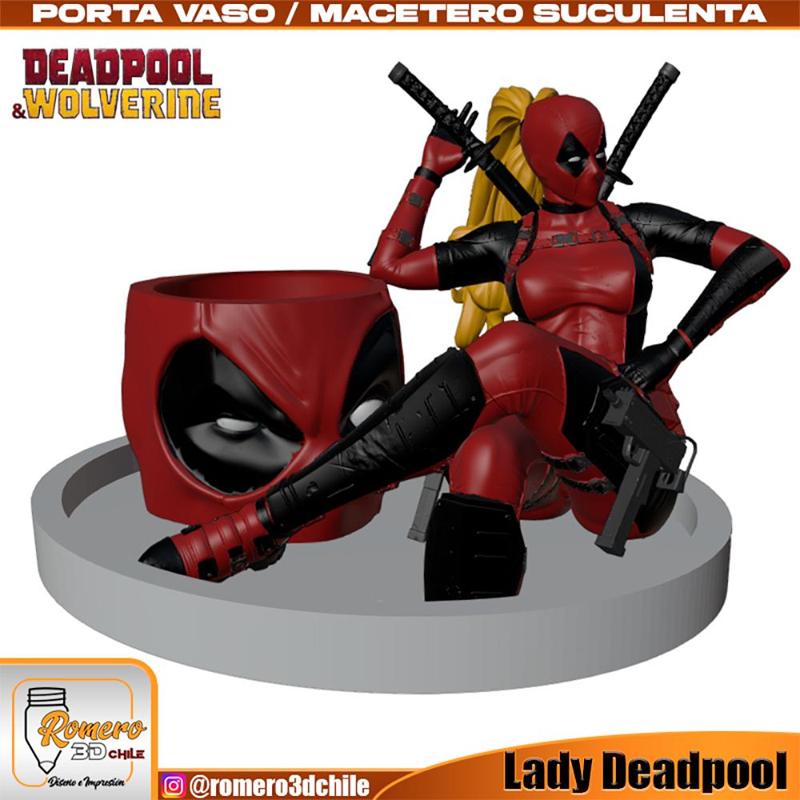 Lady Deadpool Succulent Cup Holder / Planter
