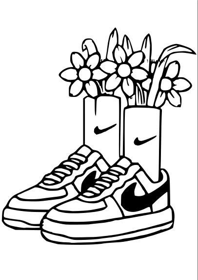 pair of NIKE AIR FORCE ONE SHOES WITH FLOWER | WALL DECORATION, FRAME