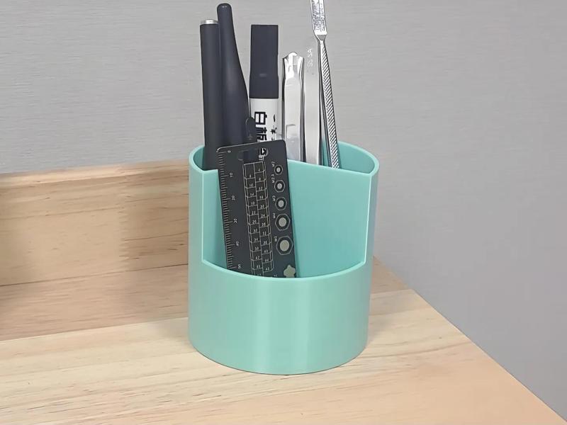 Round Three-Compartment Pen Holder