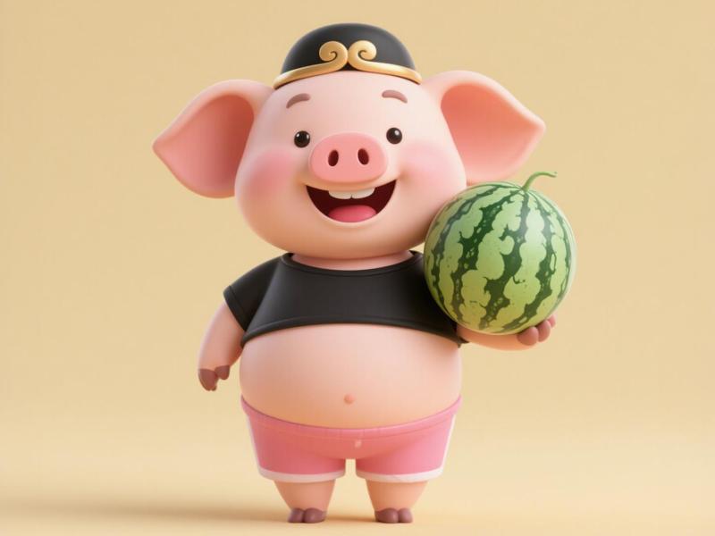 Cute Pigsy Eating Watermelon - Children's Day Gift