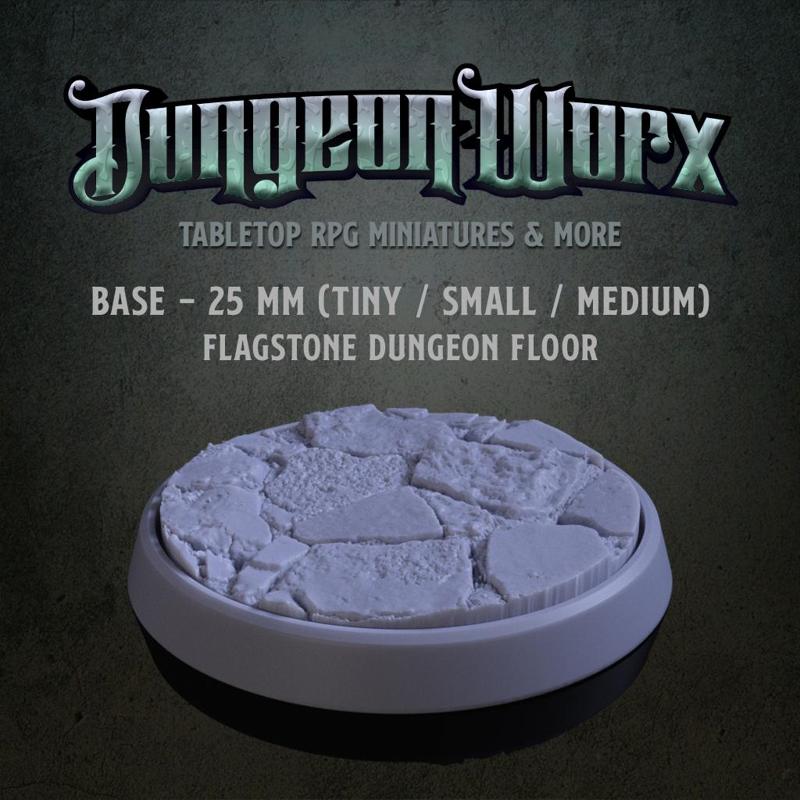 25 mm Tabletop RPG Miniature Base - Flagstone Dungeon Floor