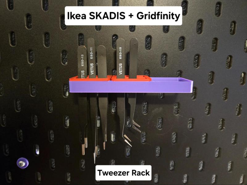 SKADIS Gridfinity Tweezer Rack (4.4 grams)