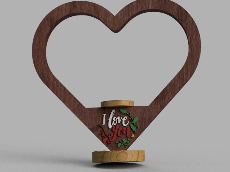 I Love You Heart shaped candle base