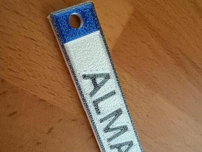 Customizable license plate keychain
