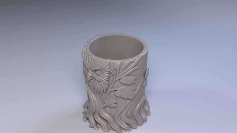 Ancient Owl Tree Pen Holder – Mystical Forest Desk Organizer STL File 3D Printable