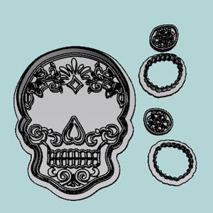 Coconut Skull. Cutter with Stamp/Stamp