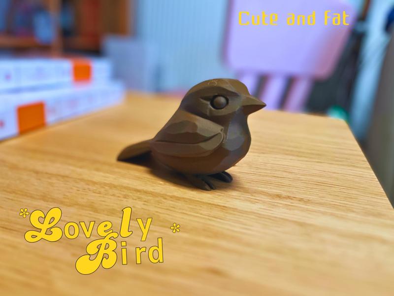 Adorable Chubby Bird Wood Carving Craft Wood PLA Material