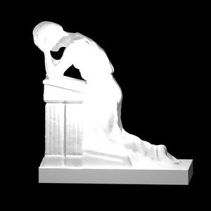 Woman crying on a tomb