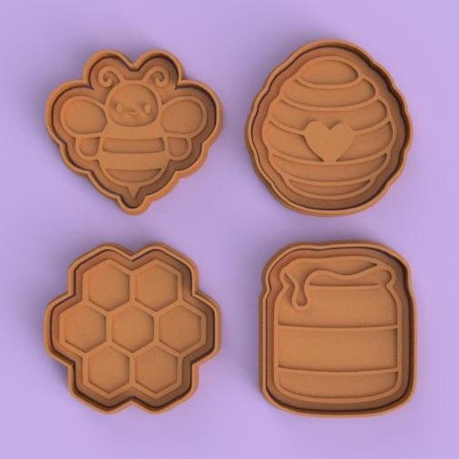 cutter + bee - honeycomb - honey - honey - hive / bee - honeycomb - honey - honey - hive cutter + stamp