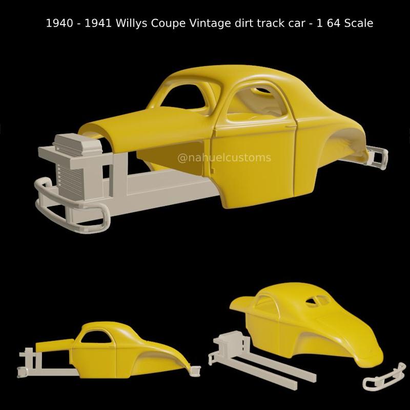1940 - 1941 Willys Coupe Vintage dirt track car - 1 64 Scale