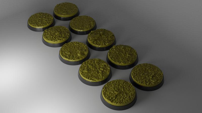 10x 32mm base with crumbled ruins ground