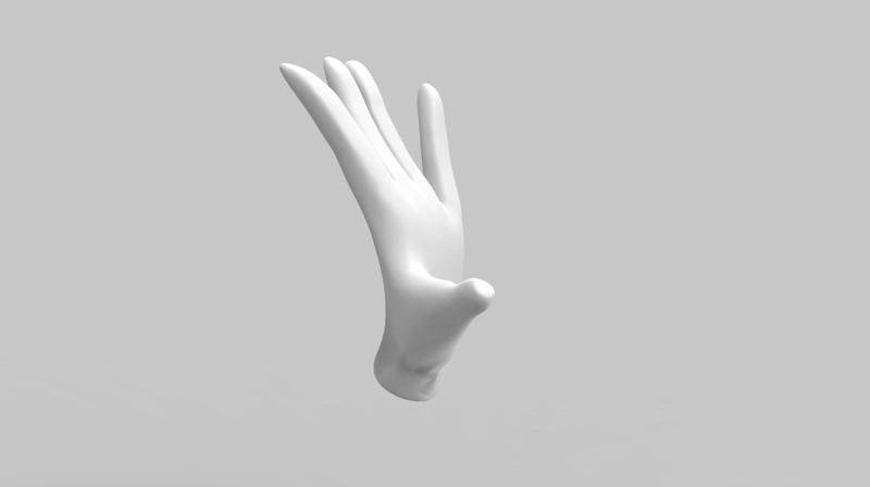 3D Model of hand with stretched fingers for 3D print