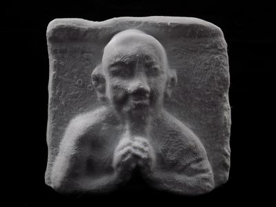 Panel depicting a monk at The British Museum, London