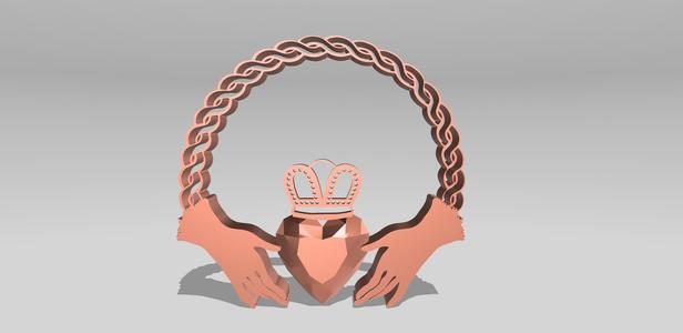 The Claddagh Irish symbol, two hands holding a crowned heart, decoration, jewellry Hands, Heart and Crown,  symbol of romance