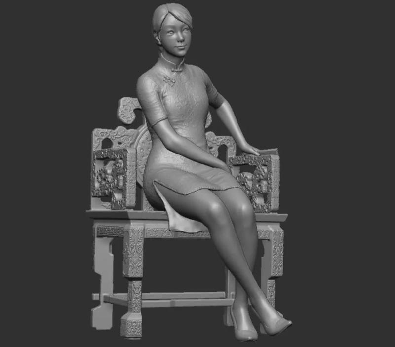 Cheongsam beauty, classic Chinese beauty, finely carved