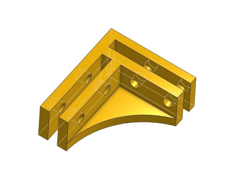 RIGTH ANGLED BRACKET FOR .25INCH PLATES WITH FASTENING .25" DIA HOLES