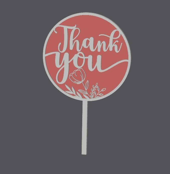 Cake Topper duo - Thank you Floral