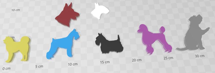 Pack 7 dog silhouettes