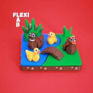 Flexi duck family at sea - diorama art toy