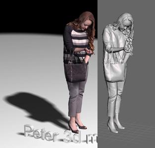 3d scan woman with bag