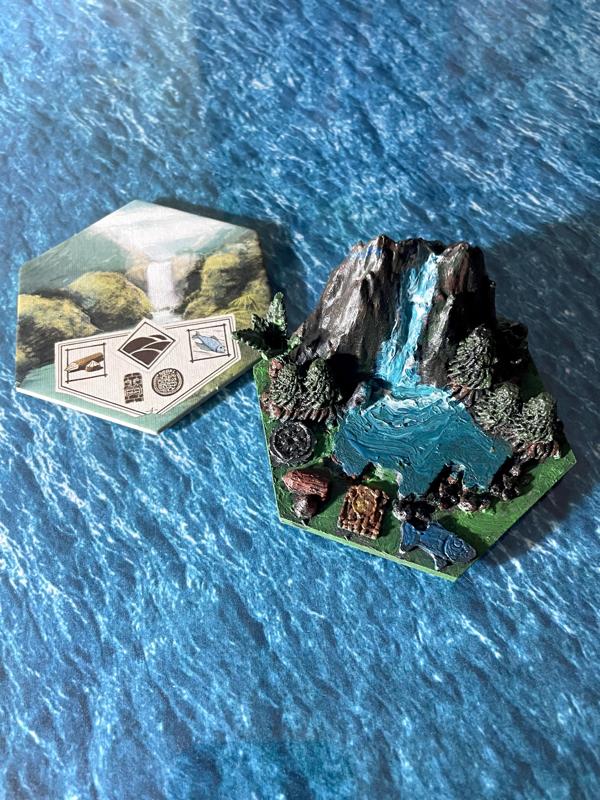 Tile Island 3D Great Waterfall - lake and waterfall - Robinson Crusoe: Adventures on the cursed island - board game lucified