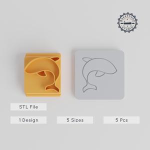 Dolphin Stamp Tile Set, 5 Sizes, Perfect for Clay, Cookies, Fondant & Soft Materials