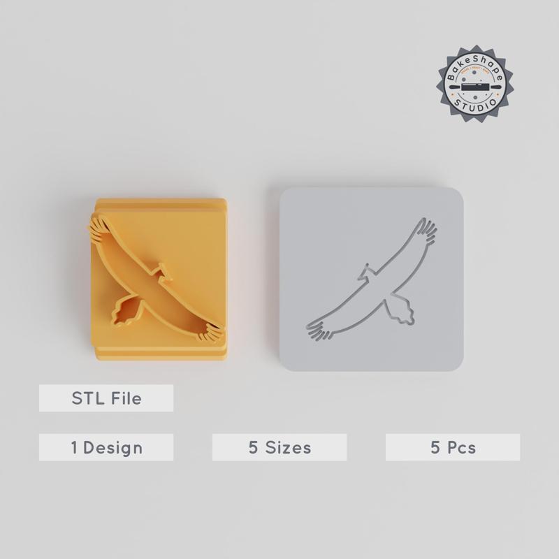 Eagle Stamp Tile, 5 Size Set, Animal Motif for Clay, Cookies & Fondant, Includes 20-40mm Options
