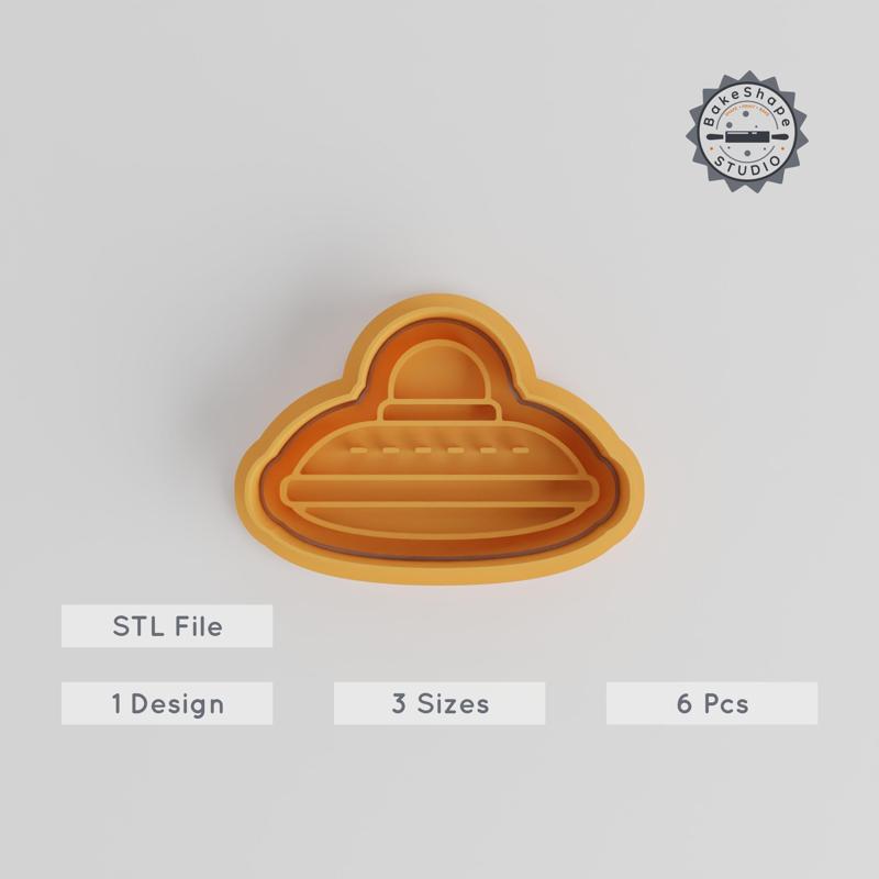 UFO Cookie Cutter & Stamp Set, Alien Craft, Flying Saucer, 6 Piece Bundle, Perfect for Fondant & Baking