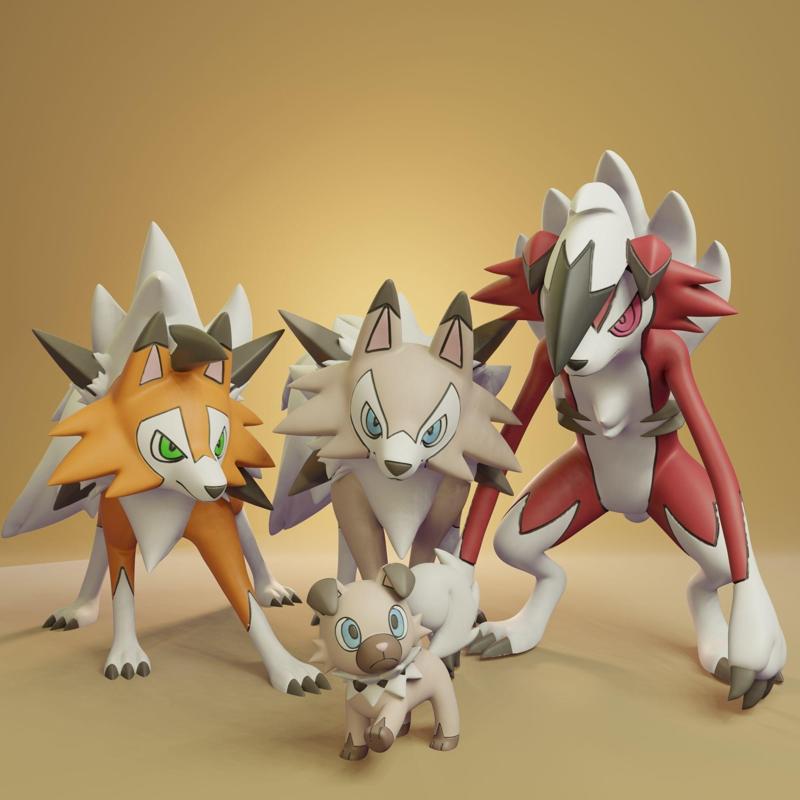 Pokemon - Rockruff and Lycanroc all forms