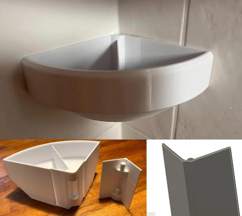 Steckbares Eckregal für Küche, Bad, Gäste WC zum Aufkleben auf Fliesen   