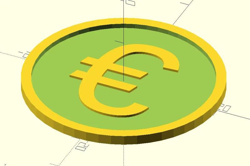 Coin with Euro symbol   