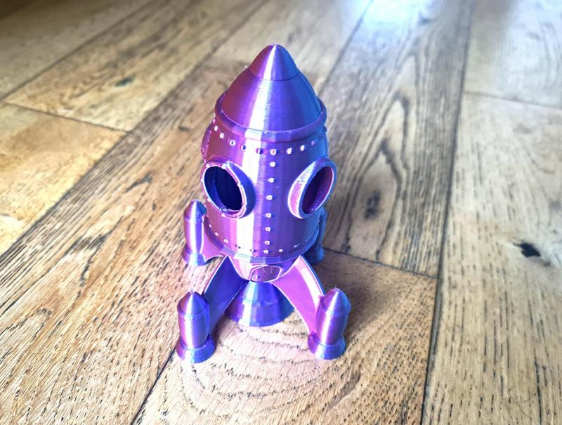 Retro Rocky The Big Rocket Ship Cartoon Spaceship Starship Dream Maker Easy Print No Supports NASA Spacex  Space Moon Lunar Lander Low Poly