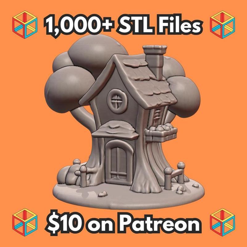 Fairy Garden Treehouse with Cozy Windows and Chimney for Garden Decor MineeForm FDM 3D Print STL File