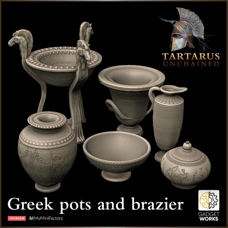 Greek pots and brazier - Tartarus Unchained