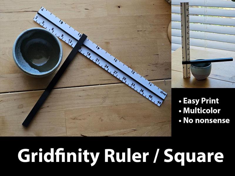 Gridfinity Ruler with Square Attachment