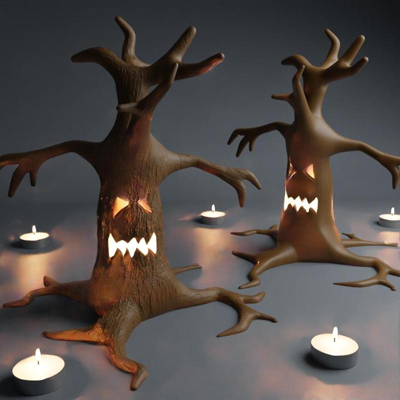 Spooky Halloween Tree Monster Tealight holder