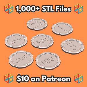 Poker Chip Set with Denominations from 1 to 5000 for Casino Gaming MineeForm FDM 3D Print STL File