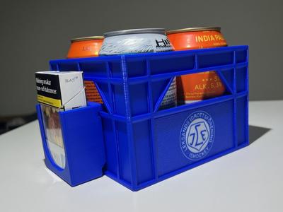 Removable cigarette holder for beer crate