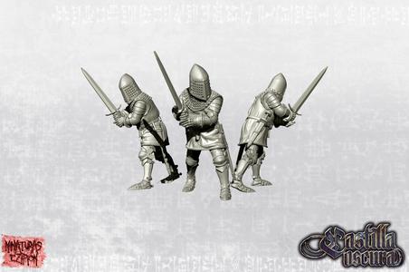 Knight on foot wielding a two-handed sword - 14th century 
