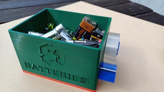 Battery Recycle Box With Tape Dispenser