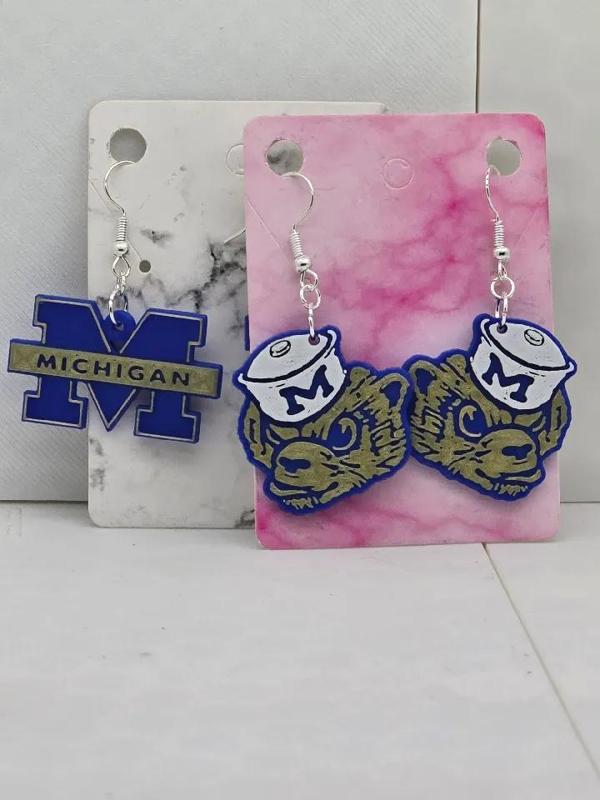 Michigan University Wolverine Earrings   