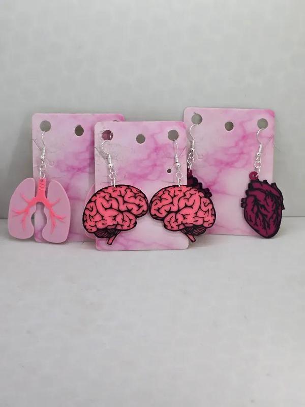 Brain, Heart, and Lungs Earrings   