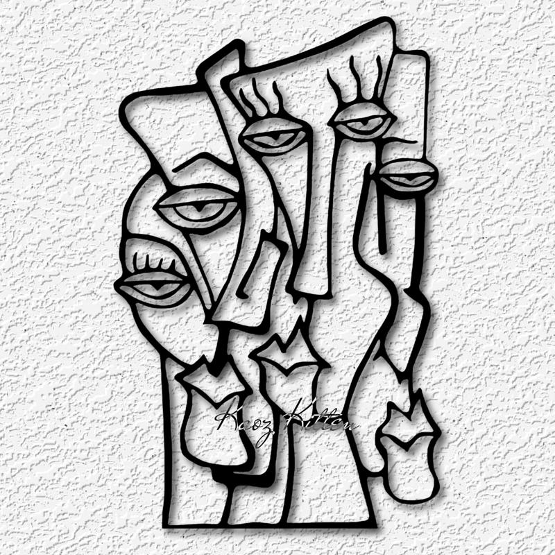 abstract faces wall art minimalist African home decor