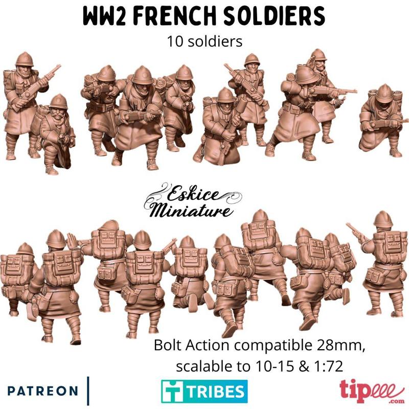 10 French soldiers - WW2 - 28mm