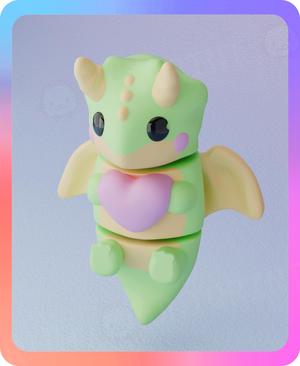 Flexi Baby Dragon and the Valentine’s Heart Keychain (Single Color)