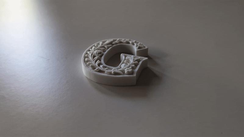 Standing Letter G in a Gypsum Floral Style