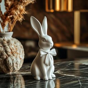 Pastel Bunny with Bow – Soft and Elegant Easter Decor