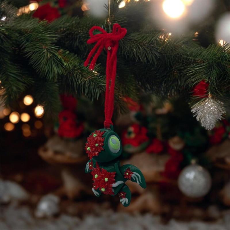 Hangable Christmas Poinsettia Turtle