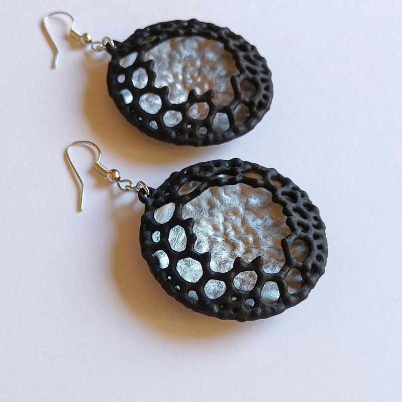 Artistic Earring With Organic Textured Lace
